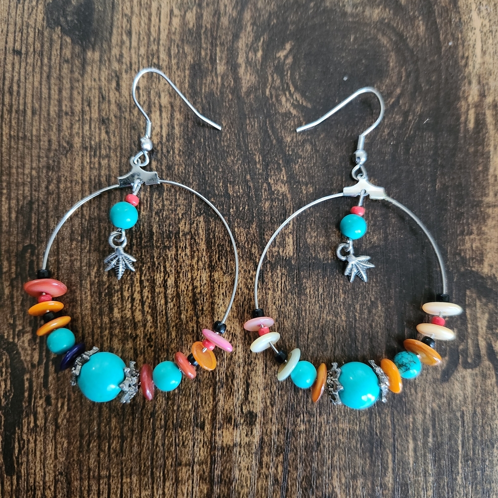 Colorful Beaded Hoop Earrings